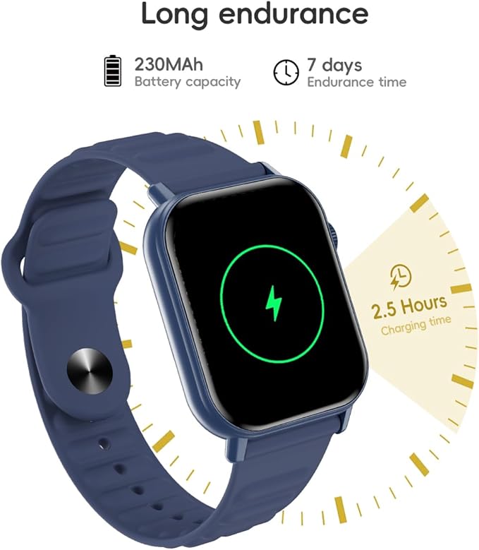 Smart Watch Sports Pedometer Fitness Tracker Bluetooth Call Heart Rate/Blood Oxygen/Sleep Monitor, 100 Sports Modes Waterproof for iOS Android Men's Women's Smart Watch (Blue)