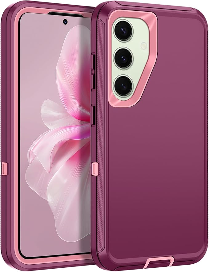 for Samsung Galaxy S24 Plus Case Heavy Duty Protective Shockproof Dropproof 3-Layer Full Body Protection [Without Screen Protector] Tough Rugged Case for Galaxy S24 Plus,Purple/Pink