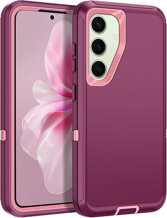 for Samsung Galaxy S24 Plus Case Heavy Duty Protective Shockproof Dropproof 3-Layer Full Body Protection [Without Screen Protector] Tough Rugged Case for Galaxy S24 Plus,Purple/Pink