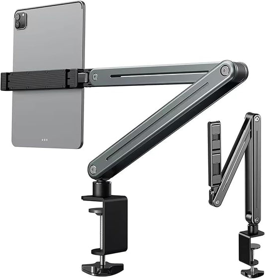 WYYHAA Adjustable Tablet Stand Holder, Multi-Angle Foldable Design Phone Arm Mount, Aluminum Alloy Cantilever Folding Bracket for Desk and Bed, Compatible with iPad, iPhones or Other 4"-12.9" Device