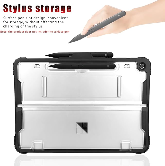 for Microsoft Surface Pro12 Case 1st Edition 12 Inch 2025,Heavy Duty Rugged Protective Tablet Cover, Kickstand Case (Black)