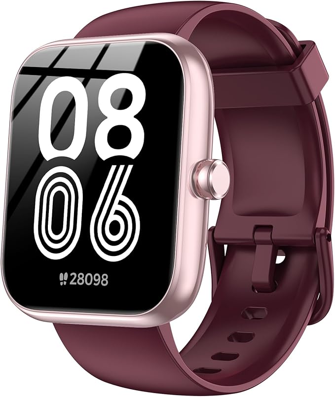 Smart Watch with Alexa Built-in, 1.83" HD Touchscreen, Bluetooth Calling Fitness Tracker, Health Monitor Heart Rate/Sleep Tracking, IP68 Waterproof, 120+ Sports Modes for Android iPhone (Red)