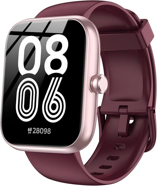 Smart Watch with Alexa Built-in, 1.83" HD Touchscreen, Bluetooth Calling Fitness Tracker, Health Monitor Heart Rate/Sleep Tracking, IP68 Waterproof, 120+ Sports Modes for Android iPhone (Red)