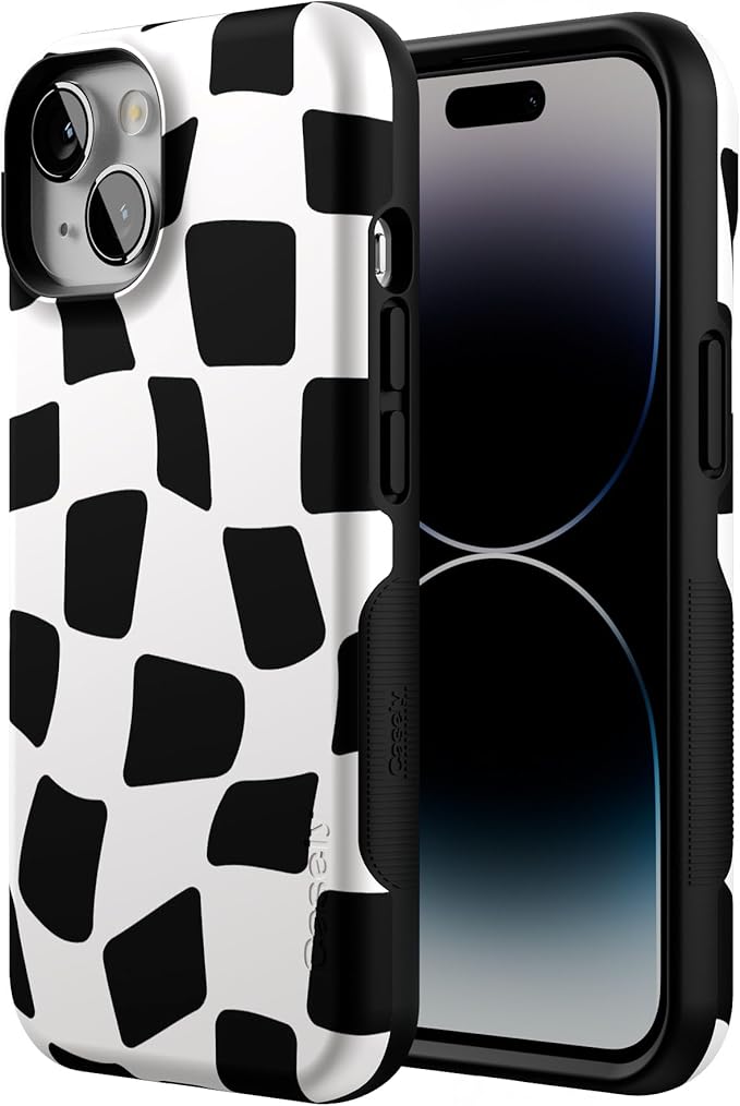 Casely iPhone 14 Case | Funky Checkerboard | High Contrast Design | Compatible with MagSafe | Bold Protective Design