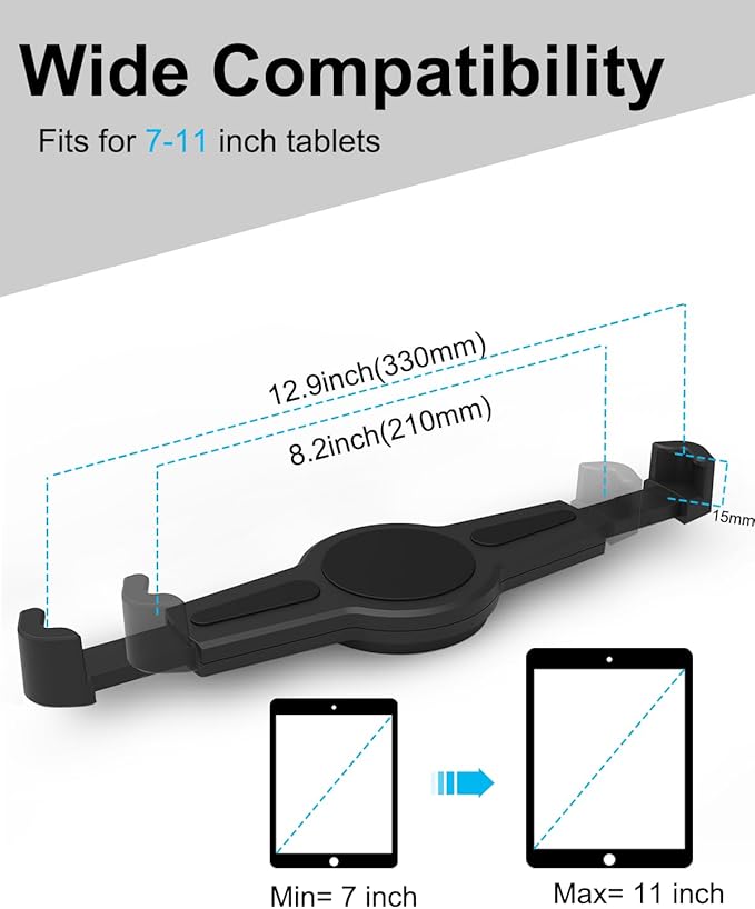 Under Cabinet Tablet Mount for Kitchen [Portable Small Clamp] Kitchen Tablet Holder for Counter Stand, 360° Rotatable Metal Clip, Compatible with 7-11" Tablet Like iPad Pro, Air, Mini, Galaxy, Fire