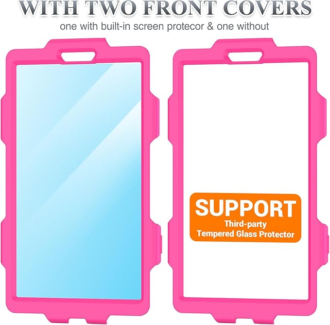 SEYMAC stock Tablet Case for Lenovo Tab One (TB305FU) 8.7 inch Drop-Proof Protection Cover with 360° Rotate Stand & Strap [Pen Holder] & Screen Protector/K9 2025, Rose+Black