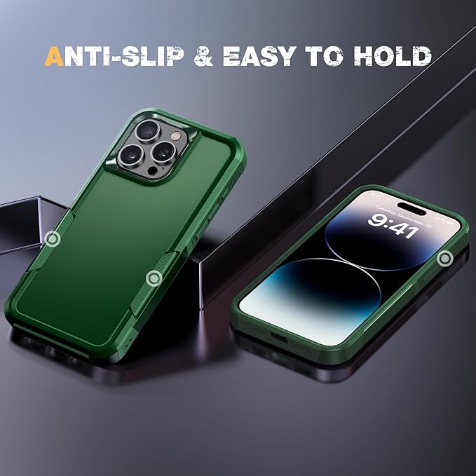 Diaclara Designed for iPhone 14 Pro Max Case, [with Privacy Screen Protector] [Anti Spy] [Military Grade Drop Protection] Heavy Duty Full-Body Shockproof Phone Case, Green