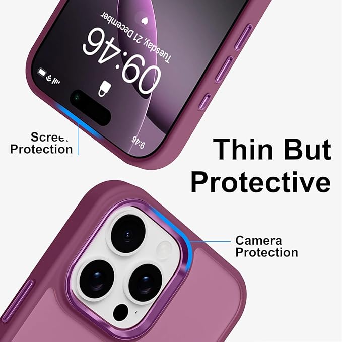 ZIYE Wine Red Case for iPhone 16 Pro Max Case with Stand [Compatible with MagSafe] Heavy Duty Protection Military Grade Shockproof Magnetic Cover with 360 Rotatable Ring Kickstand for Women Men