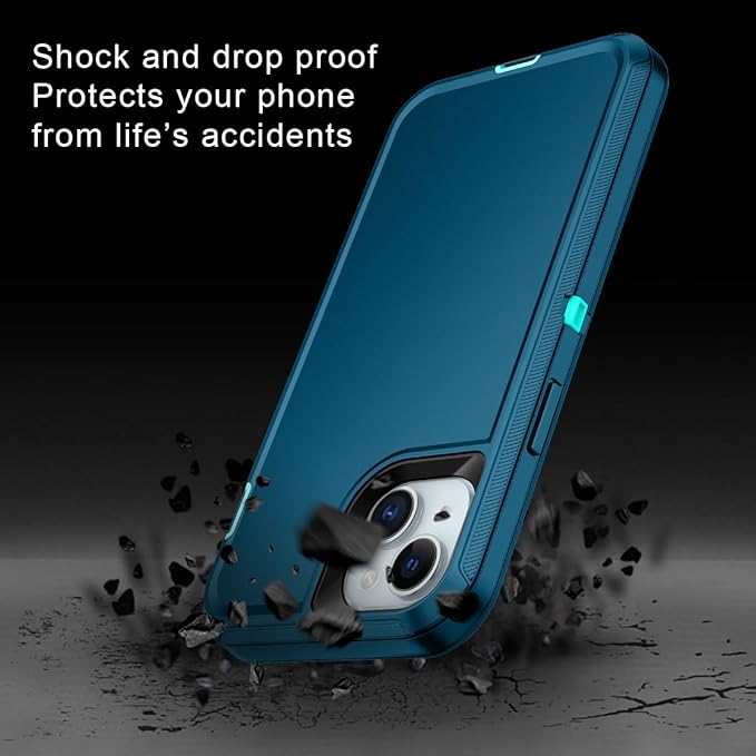 for iPhone 15 Plus Case Shockproof Dust/Drop Proof 3-Layer Full Body Protection [Without Screen Protector] Rugged Heavy Duty Cover Case for Apple iPhone 15 Plus 6.7" 2023,Turquoise