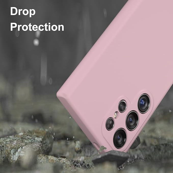 E Segoi Designed for Galaxy S24 Ultra Case, Liquid Silicone Gel Rubber Shockproof Case Soft Microfiber Cloth Lining Cushion Compatible with Galaxy S24 Ultra 5G 6.8 inch (Pink Sand, S24 Ultra - 6.8")