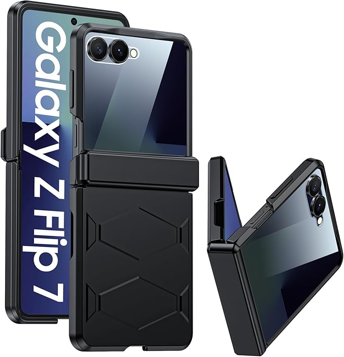 for Samsung Galaxy Z Flip 7 Case,Built-in Privacy Screen Protector&Hinge Protection Shockproof All-Inclusive Smartphone Cover for Samsung Galaxy Z Flip 7(Black)