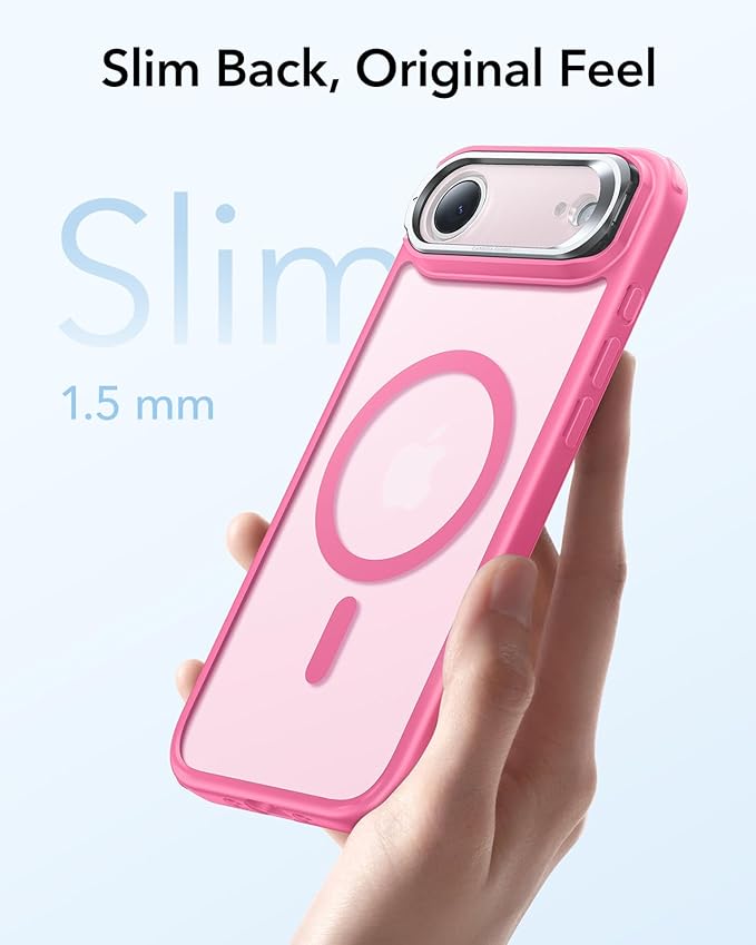 ESR for iPhone Air Case with Stand, Camera Control Cover Compatible with MagSafe, Military-Grade Drop Protection Magnetic Phone Case for iPhone 17 Air Case, Scratch-Resistant Back Cover,Frosted Pink