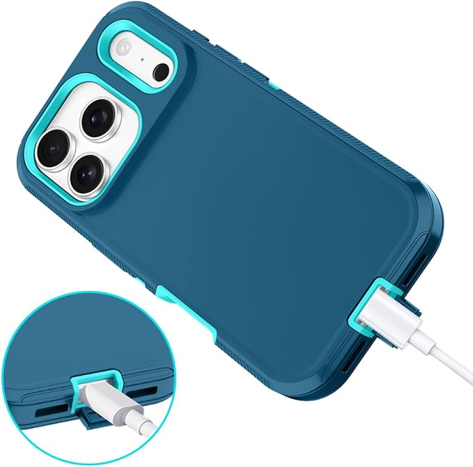 for iPhone 17 Pro Max Case Shockproof Dust/Drop Proof 3-Layer Full Body Protection [Without Screen Protector] Rugged Heavy Duty Cover Case for Apple iPhone 17 Pro Max 6.9" 2025,Turquoise