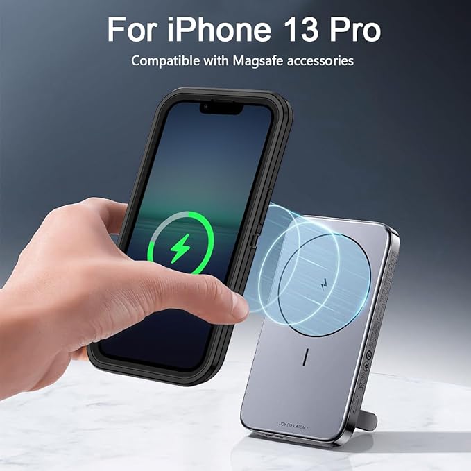 for iPhone 13 Pro Case [Compatible with MagSafe] Shockproof 3-Layer Full Body Protection Rugged Heavy Duty Cover Case for Apple iPhone 13 Pro 6.1 inch,Black