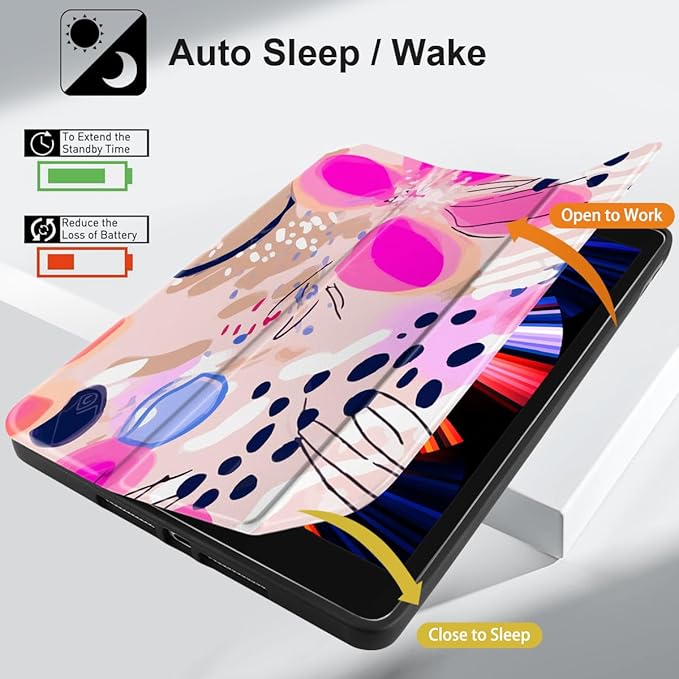 DONGKE Case Compatible with iPad 10.2 Inch 2021 2020 2019 iPad 9th/8th/7th Generation with Pencil Holder, Slim Stand Protective Case with Soft TPU Back, Auto Sleep/Wake Cover, Floral Artistic