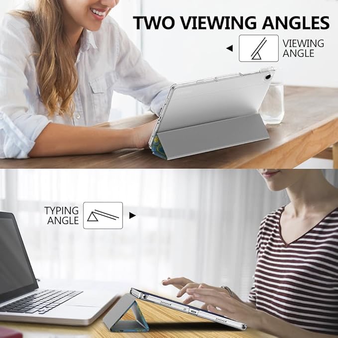 MoKo Case for Galaxy Tab A9+/A9 Plus 11 inch 2023, Slim Stand Protective Smart Cover with Hard PC Translucent Back Shell for Tab A9 Plus Tablet (SM-X210/X216/X218), Auto Wake/Sleep, Apricot Blossom