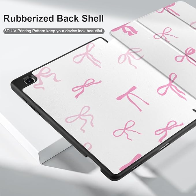 DONGKE Case for Samsung Galaxy Tab S6 Lite 10.4 Inch 2024/2022/2020, Trifold Stand + S Pen Holder + Auto Wake/Sleep + Soft TPU Protective Stand Back Cover, Pink Bows