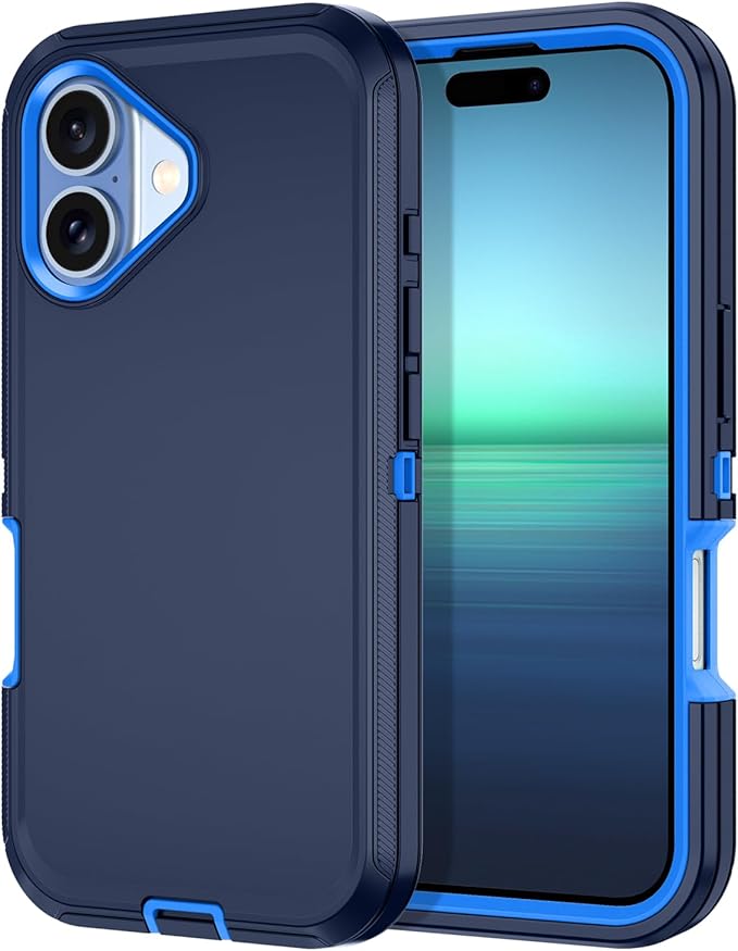 for iPhone 17 Case Shockproof Dust/Drop Proof 3-Layer Full Body Protection [Without Screen Protector] Rugged Heavy Duty Cover Case for Apple iPhone 17 6.3" 2025,Navy Blue