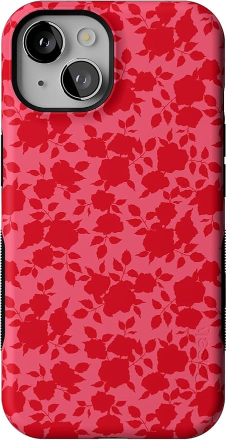 Casely iPhone 14 Case | Rose Garden | Red Floral Aesthetic | Compatible with MagSafe | Bold Protective Design