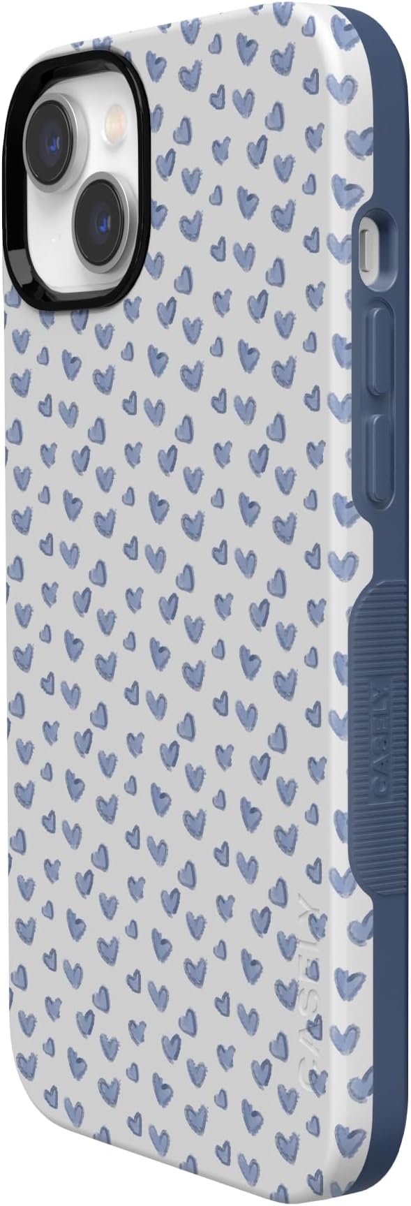Casely iPhone 14 Case | Lovebug | Blue Hearts | Compatible with MagSafe | Bold Protective Design