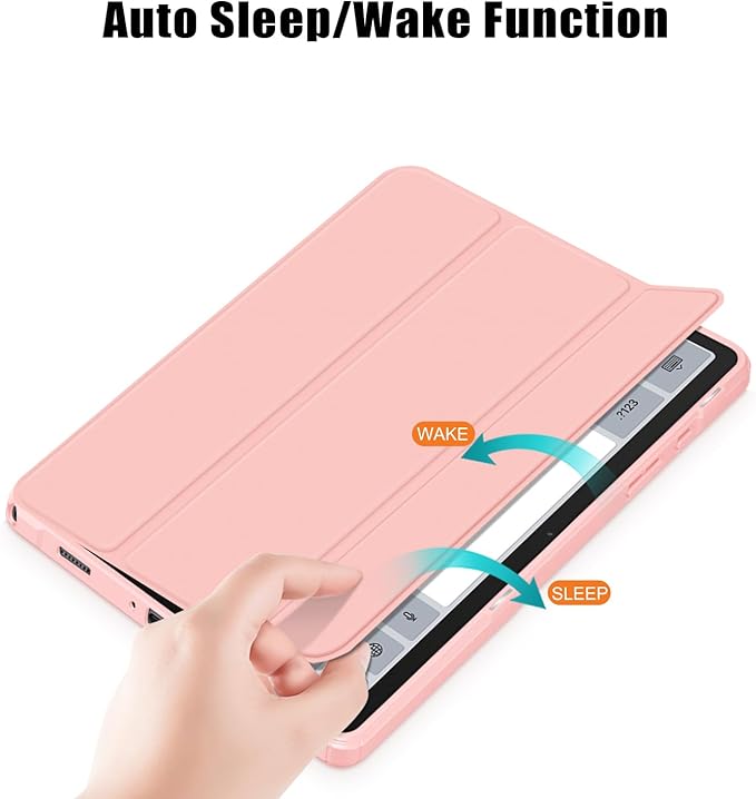 Case for Galaxy Tab A9+/A9 Plus 11 inch 2024,Shockproof Cover with Clear Transparent Back Shell Case for (SM-X210/X215/X216) Auto Wake/Sleep Function,Pink