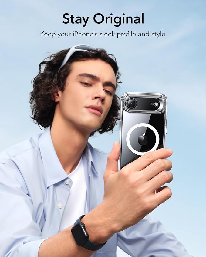 ESR for iPhone Air Case with Stash Stand, Camera Control Cover Compatible with MagSafe, Military-Grade Drop Protection Magnetic Phone Case for iPhone 17 Air Case, Scratch-Resistant Back Cover,Clear