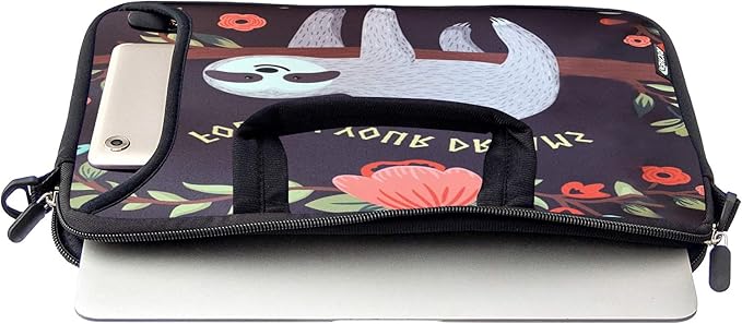 RICHEN 14 15 15.4 15.6 inch Laptop Shoulder Bag Messenger Bag Notebook Handle Sleeve Neoprene Carrying Tablet Case with Accessories Pocket (14-15.6 inch, Sloth)