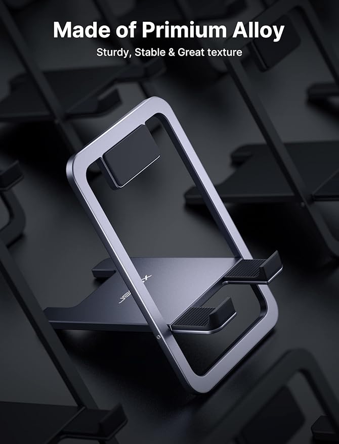 JSAUX Universal Tablet Stand, Portable Foldable Tablet Holder for Desk Compatible with iPad mini/Air, Samsung Galaxy Tab, Kindle Fire, Steam Deck, Switch 2, ROG Ally, iPhone and Other Tablets-Gray