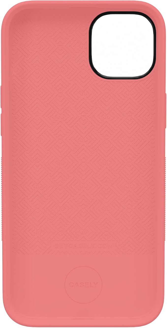 Casely iPhone 14 Case | Starfish Wishes | Coral Pink Shimmer Glitter | Bold Protective Design | Compatible with MagSafe