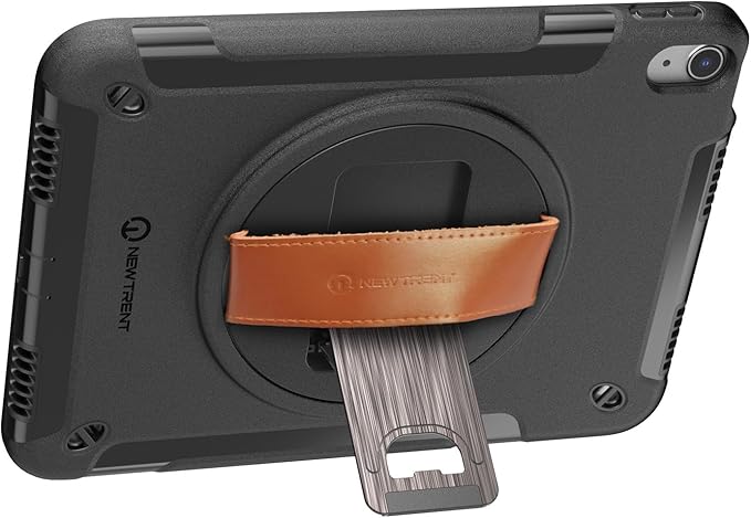 iPad Air 11 Inch M3 2025/M2 2024 (Air 7th/6th Generation), Built-in Screen Protector with Genuine Leather Strap, Rotating Kickstand and Shoulder Strap