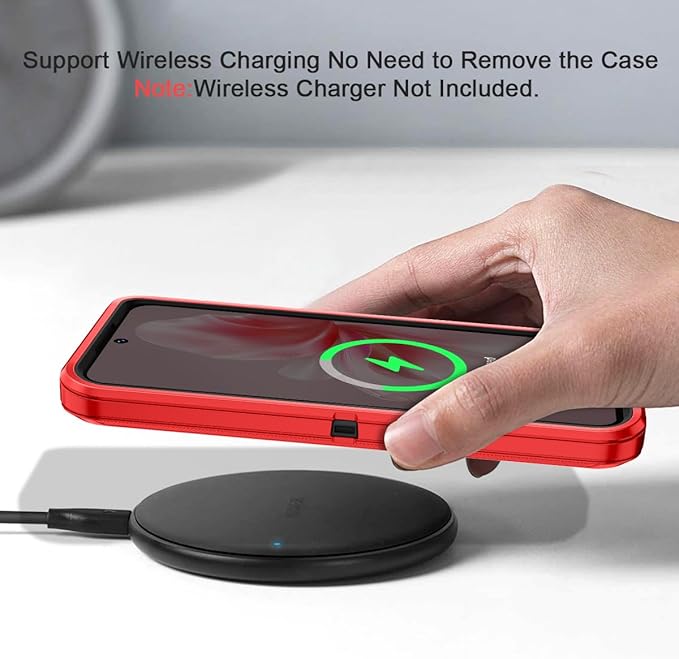 for Samsung Galaxy S24 FE 5G Case Heavy Duty Protective Shockproof Dropproof 3-Layer Full Body Protection [Without Screen Protector] Tough Rugged Case for Galaxy S24 FE,Red/Black