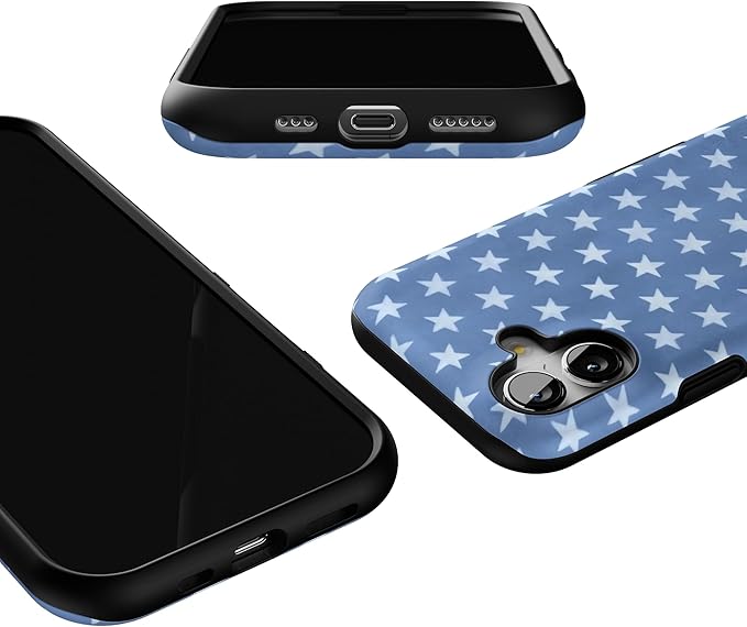 Casely iPhone 17 Case | Coastal Blues | Denim Stars | Bold Protective Design | Compatible with MagSafe