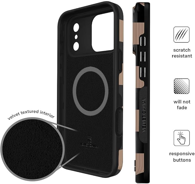 VELVET CAVIAR Case for iPhone 17 Pro | Compatible with MagSafe | 10ft Drop Tested | Protective Designer Cases | Mocha Vibe Checkered