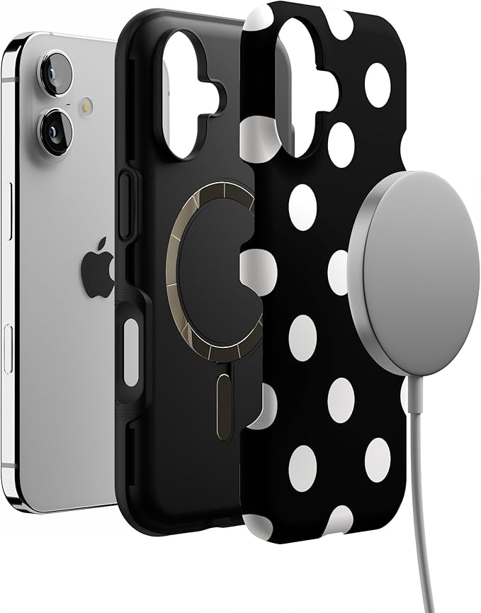 Casely iPhone 17 Case | Polka Dots | High Contrast Design | Bold Protective Design | Compatible with MagSafe