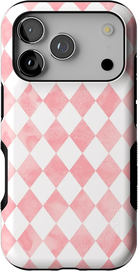 Casely iPhone 17 Pro Case | Queen of Diamonds | Pink Watercolor | Bold Protective Design | Compatible with MagSafe