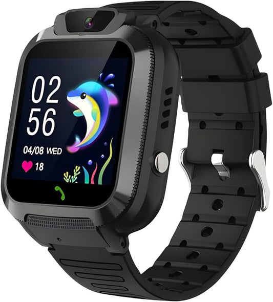 2G Kids GPS Watch, Waterproof Smart Tracker for Boys Girls Ages 3-12 - 2-Way Calling, SOS Button, No Games, 7-Day Battery, Birthday Gift (Black)