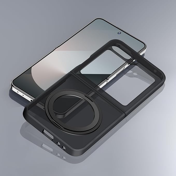 Case for Samsung Galaxy Z Flip 6, Matte Cover with Stand, Anti-Scratch Translucent Back & TPU Connector, Z Flip6 5G Phone Case, Drop Resistance (Without Hinge+Matte Black)