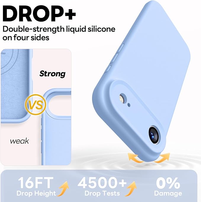 Vooii Magnetic Compatible with iPhone Air Case (Compatible with Magsafe) (Upgraded Camera Protection) Liquid Silicone Shockproof Full Body Protective Phone Cover for Women Men, Light Blue, 6.5"