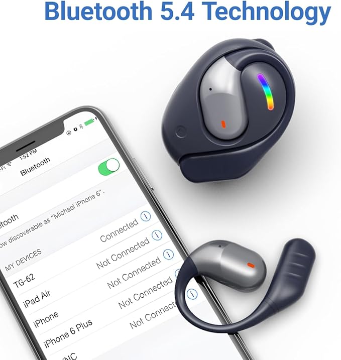 Sports Open Earbuds With Over ear Hooks and Neck Sling,Open Ear-hook headphones Wireless Bluetooth 5.4,HiFi Sound Clear Calling,waterproof,Around the ear headset fit for Workout running exercise Gym