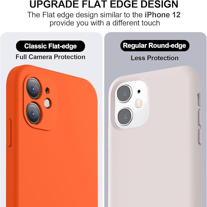 Vooii Compatible with iPhone 11 Case, Upgraded Liquid Silicone with [Flat Edges] [Camera Protection] [Soft Anti-Scratch Microfiber Lining] Phone Case for iPhone 11 6.1 inch - Neon Orange