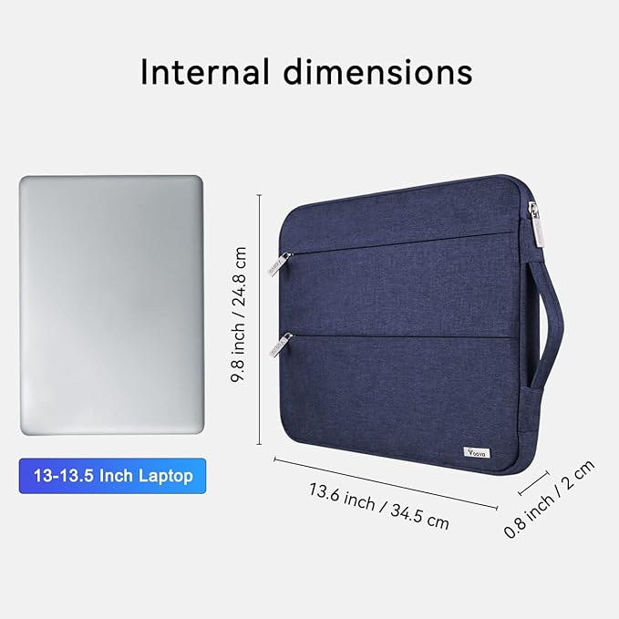Voova 13 13.6 Inch Laptop Sleeve Case Compatible with MacBook Air 13 M1/M2/M3/M4 2020-2025, MacBook Pro 13/14, IPad Air/Pro 13, Waterproof Slim Computer Bag Cover with Handle, Blue