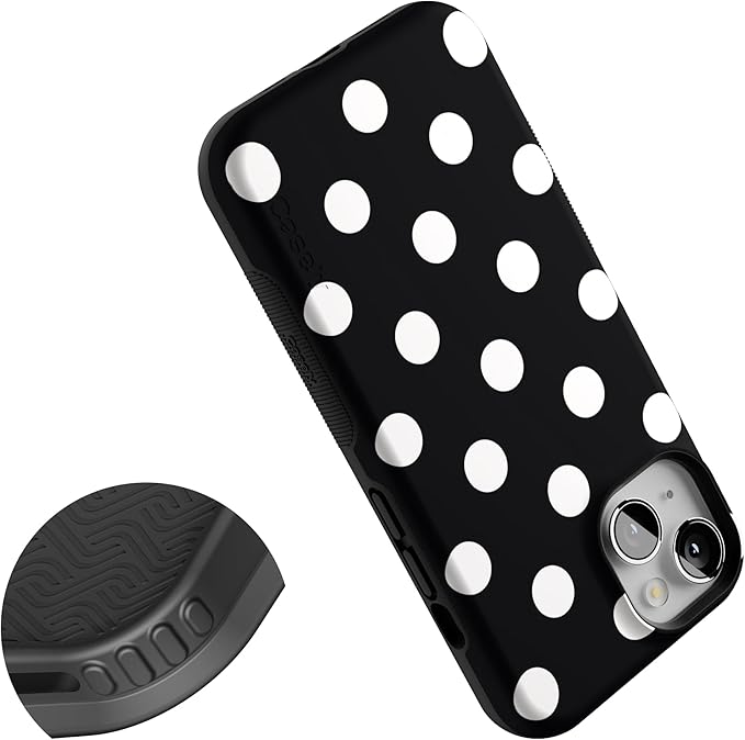 Casely iPhone 14 Case | Polka Dots | High Contrast Design | Compatible with MagSafe | Bold Protective Design