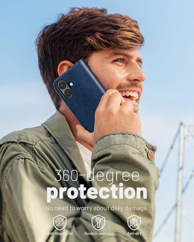 OCASE Compatible with iPhone 16 Wallet Case, PU Leather Flip Folio Case with Card Holders RFID Blocking Kickstand [Shockproof TPU Inner Shell] Phone Cover 6.1 Inch 2024, Blue