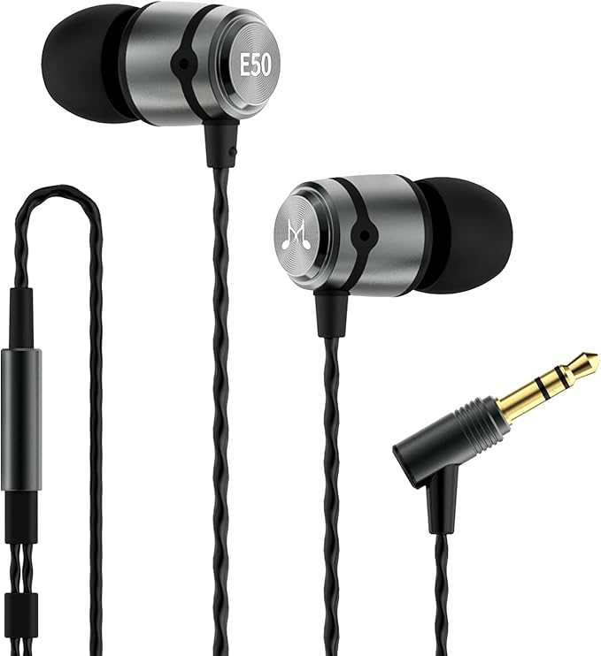 SoundMAGIC E50 Wired Earbuds No Microphone in Ear Monitor HiFi Earphones Noise Isolating Headphones Comfortable Fit Gunmetal