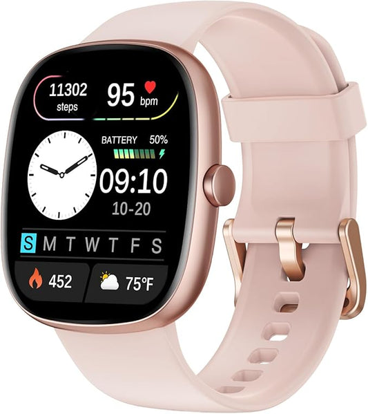 Fitness Tracker 2025 Ver. (Answer/Make Calls), 1.85" Smart Watch Fitness Watches for Women Men with 24/7 Heart Rate Blood Oxygen Monitor Sleep Tracker 100+ Sport Modes IP68 Waterproof (Pink)