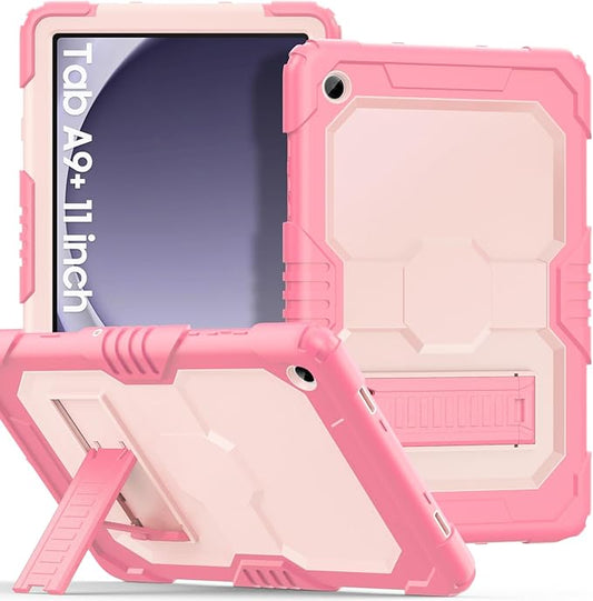 OKP Case for New Samsung Galaxy Tab A9+/ A9 Plus 11 Inch 2023 (SM-X210/X216/X218), Heavy Duty Shockproof Rugged 11" Galaxy A9+ Tablet Protective Cover with Stand for Kids Boys Girls, Pink+Light Pink