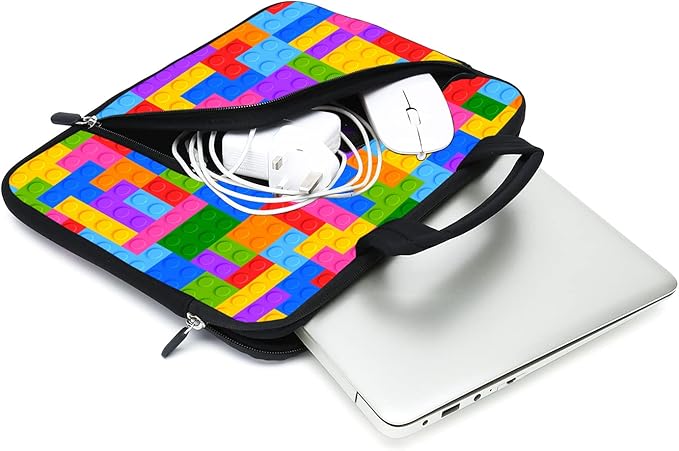 11.6-12.2 Inch Laptop Sleeve Case With Two Pockets - Chromebook, Ultrabook, Notebook, Tablet Neoprene Handle Case for Apple MacBook Air, Samsung, Acer, HP, DELL (Puzzle)