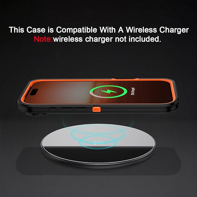 for iPhone Air Case/iPhone 17 Air Case Shockproof Dust/Drop Proof 3-Layer Full Body Protection [Without Screen Protector] Rugged Heavy Duty Cover for Apple iPhone Air 6.5" 2025,Black/Orange