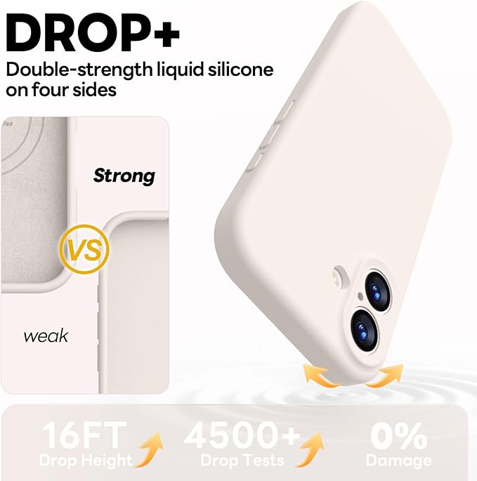 Vooii Magnetic Compatible with iPhone 17 Case (Compatible with Magsafe) (Upgraded Camera Protection) Liquid Silicone Shockproof Full Body Protective Phone Cover for Women Men, Stone, 6.3"
