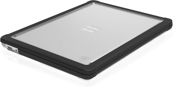 STM Dux Case for Microsoft Surface Laptop 13" (1st Edition) – Rugged Slim Protective Shell with Transparent Back, Non-Slip Feet, Open-Hinge Cooling, TPU Clip-On Design, Full Port Access - Black